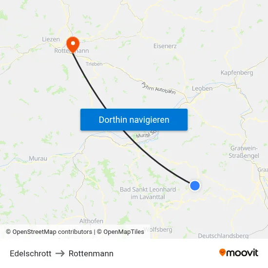 Edelschrott to Rottenmann map