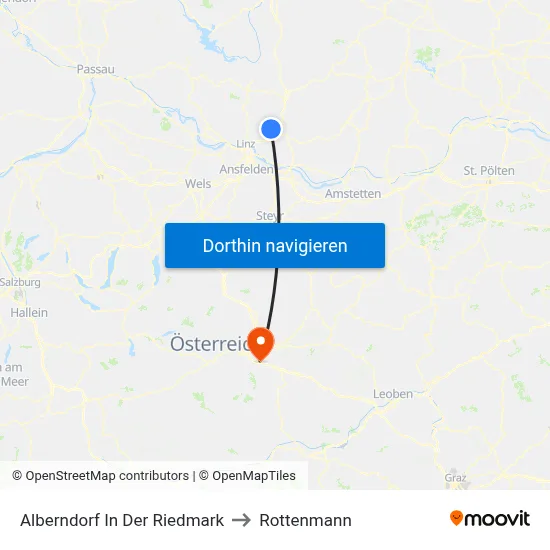 Alberndorf In Der Riedmark to Rottenmann map