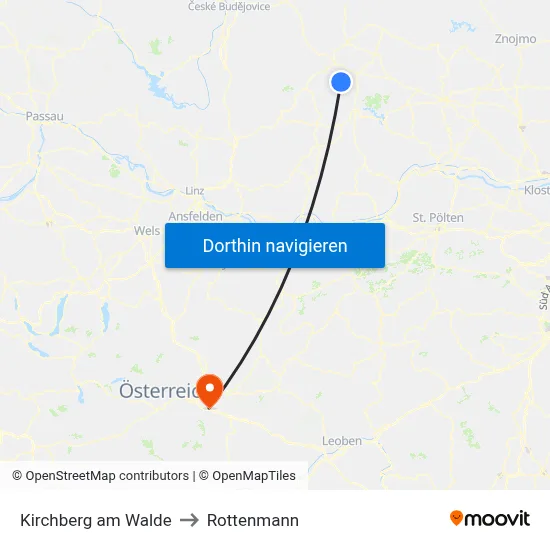 Kirchberg am Walde to Rottenmann map