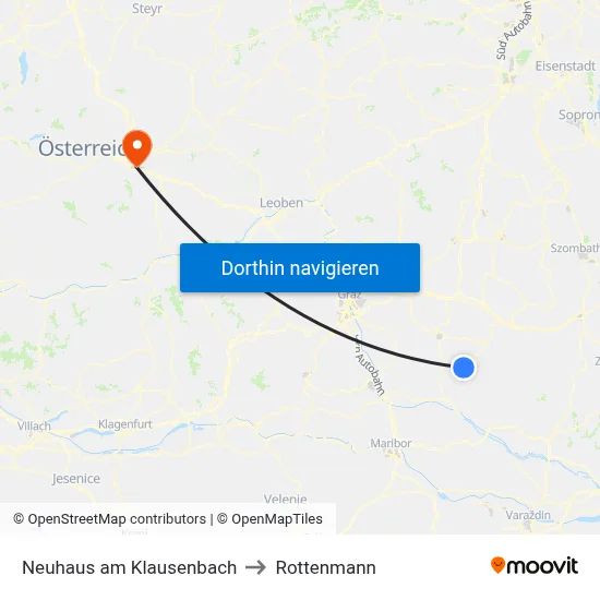 Neuhaus am Klausenbach to Rottenmann map
