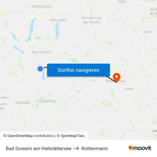 Bad Goisern am Hallstättersee to Rottenmann map