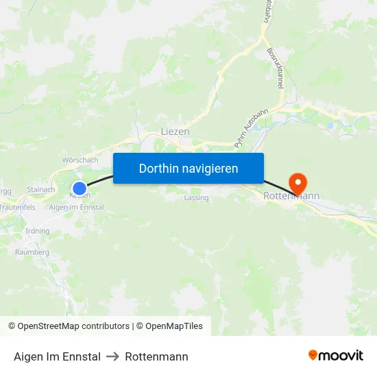 Aigen Im Ennstal to Rottenmann map