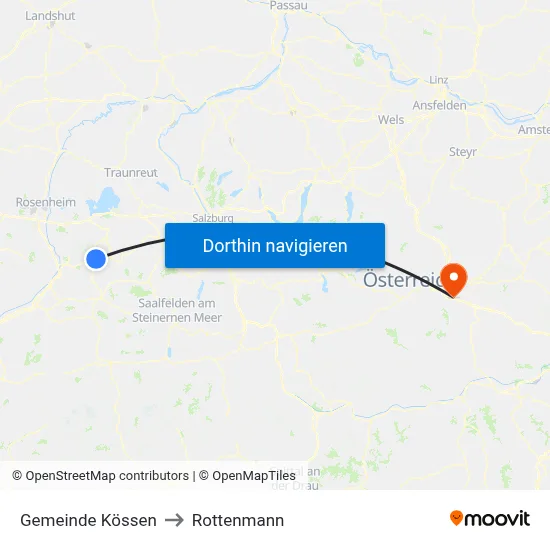 Gemeinde Kössen to Rottenmann map