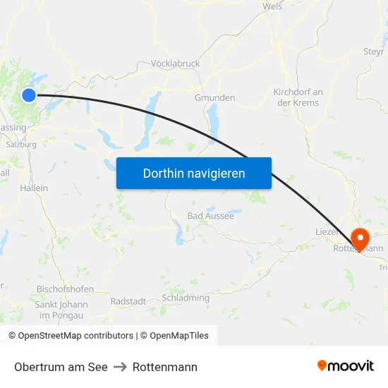 Obertrum am See to Rottenmann map