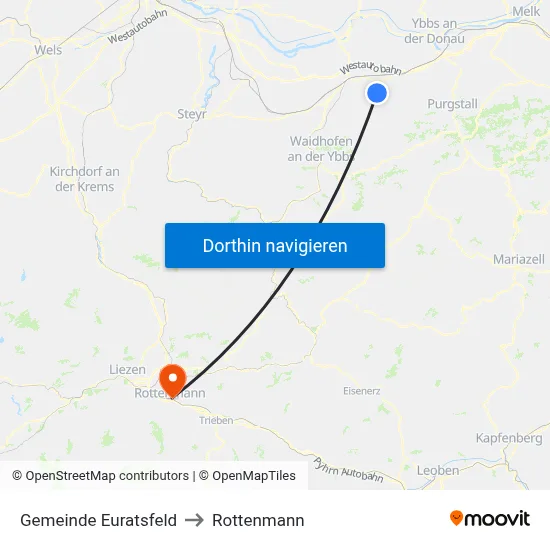 Gemeinde Euratsfeld to Rottenmann map