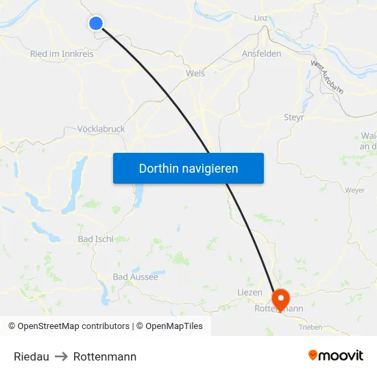 Riedau to Rottenmann map