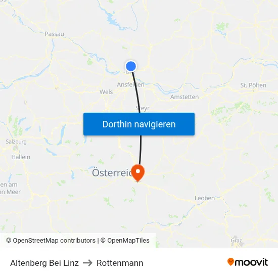 Altenberg Bei Linz to Rottenmann map