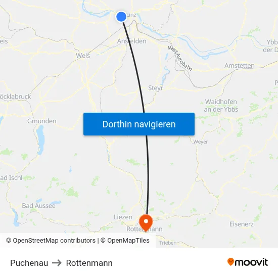 Puchenau to Rottenmann map