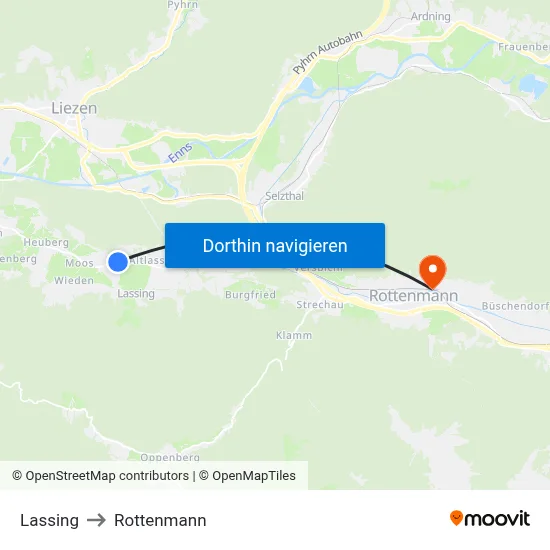 Lassing to Rottenmann map