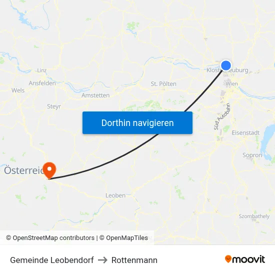 Gemeinde Leobendorf to Rottenmann map