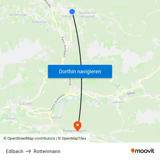 Edlbach to Rottenmann map