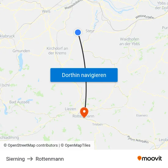 Sierning to Rottenmann map