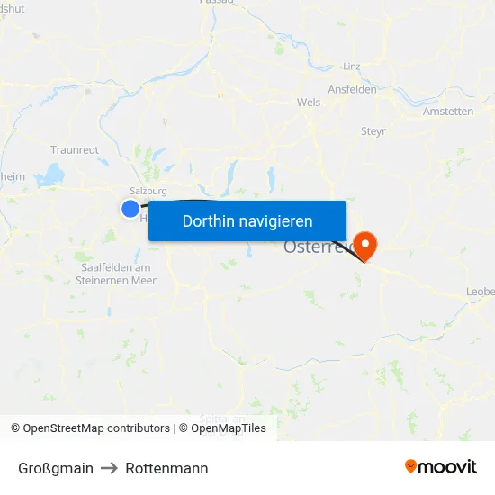 Großgmain to Rottenmann map