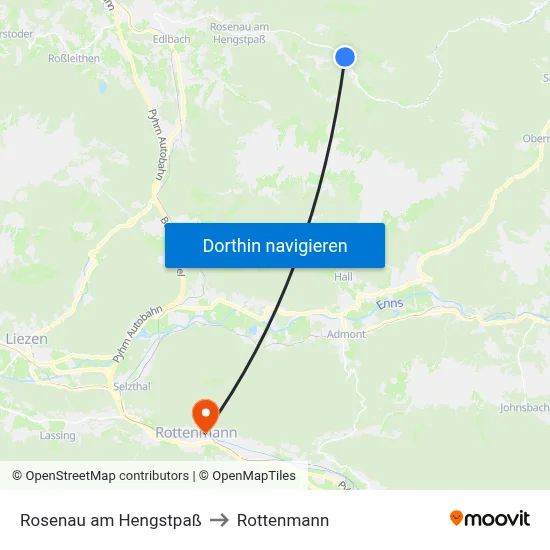 Rosenau am Hengstpaß to Rottenmann map