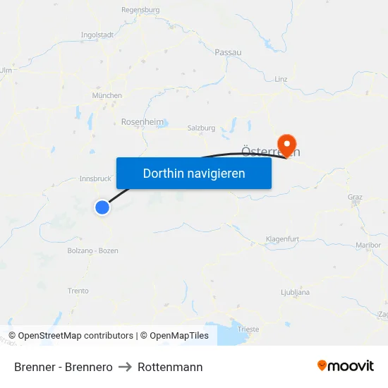Brenner - Brennero to Rottenmann map