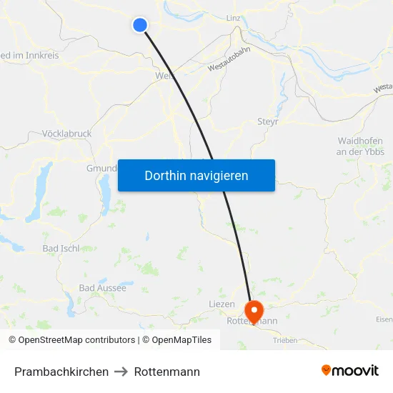 Prambachkirchen to Rottenmann map