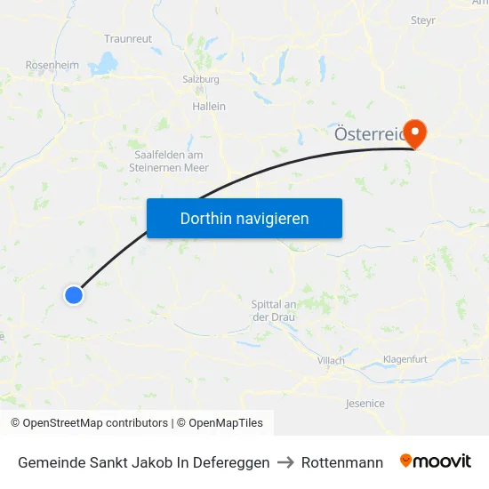 Gemeinde Sankt Jakob In Defereggen to Rottenmann map