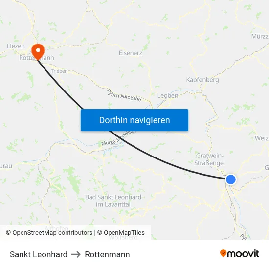 Sankt Leonhard to Rottenmann map