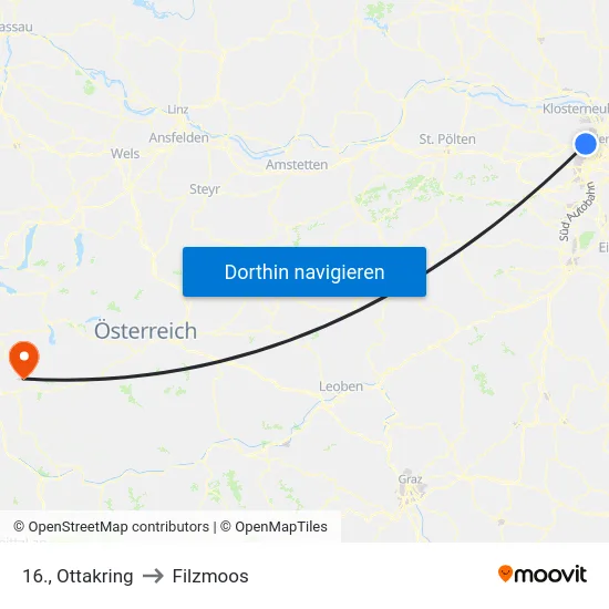 16., Ottakring to Filzmoos map