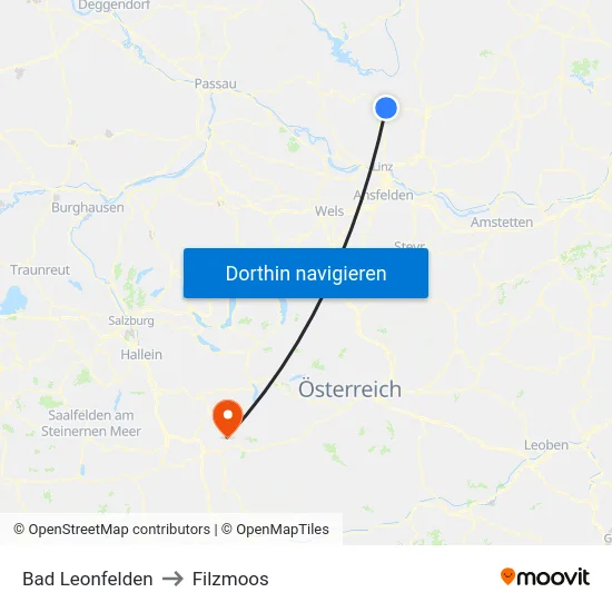 Bad Leonfelden to Filzmoos map