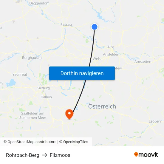 Rohrbach-Berg to Filzmoos map