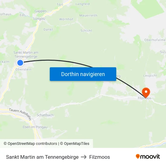 Sankt Martin am Tennengebirge to Filzmoos map