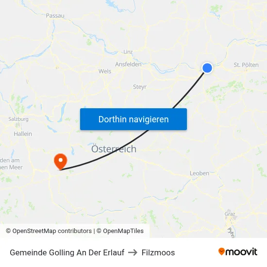 Gemeinde Golling An Der Erlauf to Filzmoos map