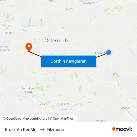 Bruck An Der Mur to Filzmoos map
