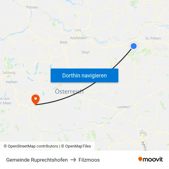 Gemeinde Ruprechtshofen to Filzmoos map
