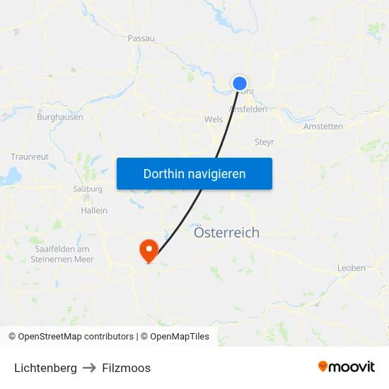 Lichtenberg to Filzmoos map