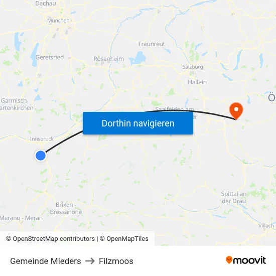 Gemeinde Mieders to Filzmoos map