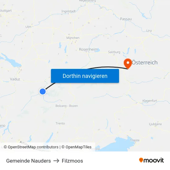 Gemeinde Nauders to Filzmoos map