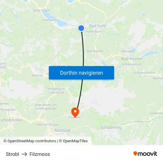 Strobl to Filzmoos map