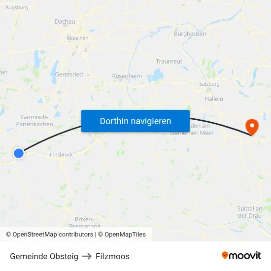 Gemeinde Obsteig to Filzmoos map