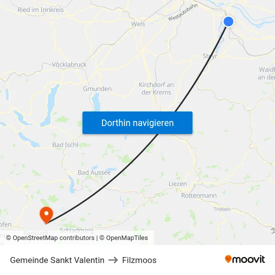 Gemeinde Sankt Valentin to Filzmoos map