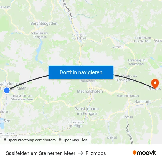 Saalfelden am Steinernen Meer to Filzmoos map