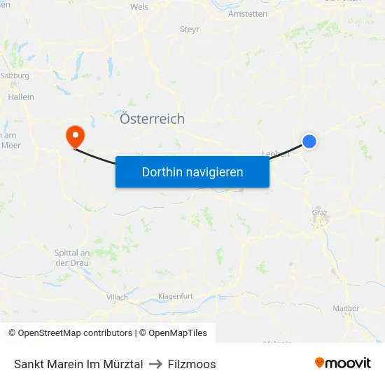 Sankt Marein Im Mürztal to Filzmoos map