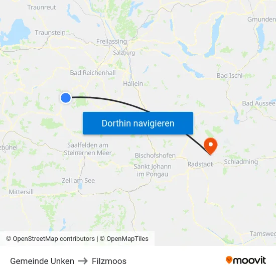 Gemeinde Unken to Filzmoos map