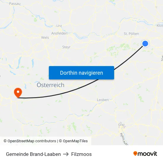 Gemeinde Brand-Laaben to Filzmoos map
