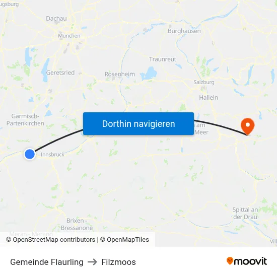 Gemeinde Flaurling to Filzmoos map