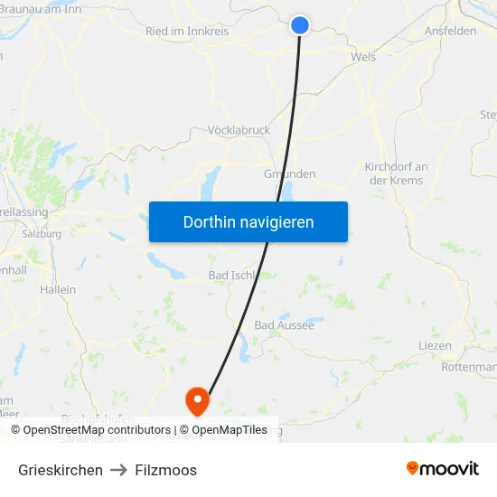 Grieskirchen to Filzmoos map