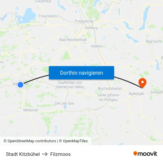 Stadt Kitzbühel to Filzmoos map