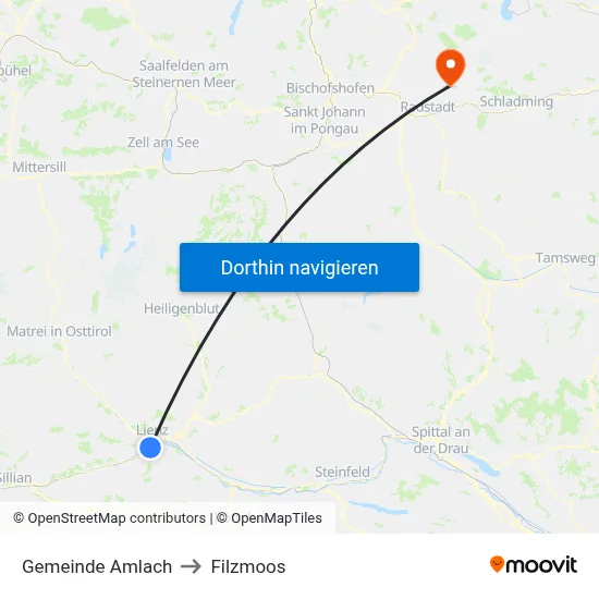 Gemeinde Amlach to Filzmoos map