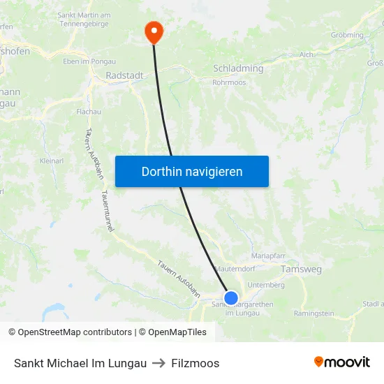 Sankt Michael Im Lungau to Filzmoos map