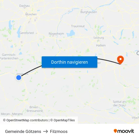 Gemeinde Götzens to Filzmoos map
