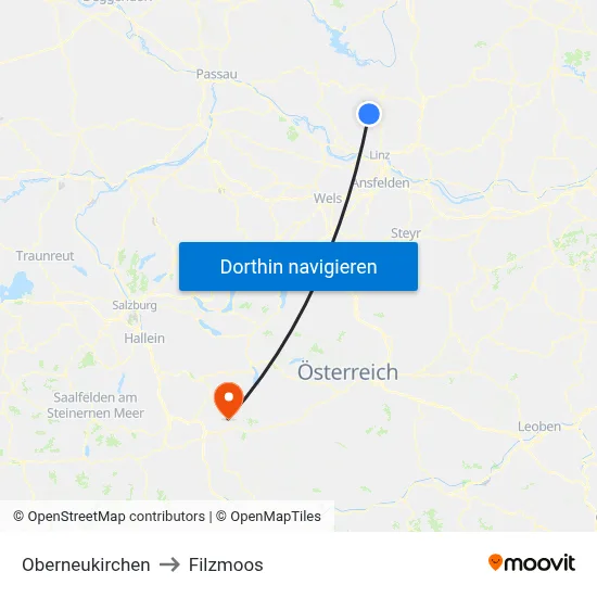 Oberneukirchen to Filzmoos map