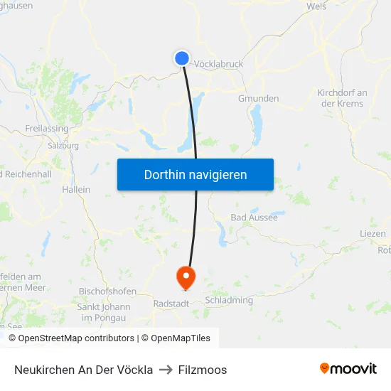 Neukirchen An Der Vöckla to Filzmoos map