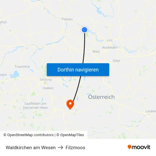 Waldkirchen am Wesen to Filzmoos map
