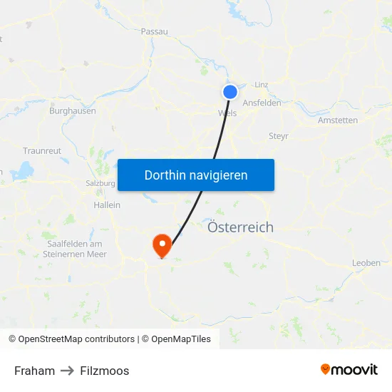 Fraham to Filzmoos map