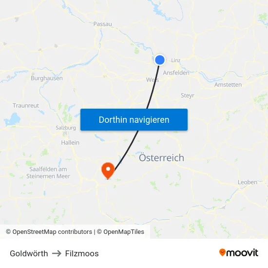 Goldwörth to Filzmoos map